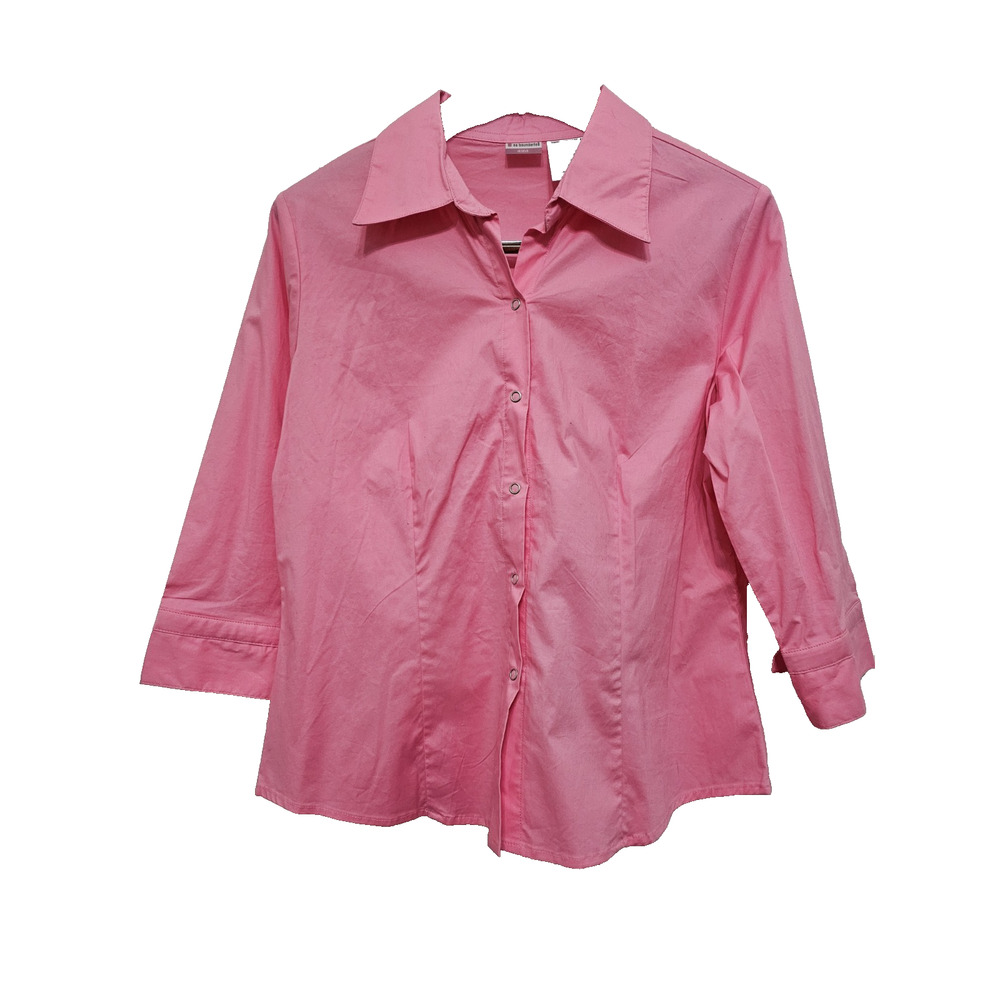 Y2K Jrs No Boundaries Button Up Shirt 15 Pink Office Barbie Soft Summer Preppy